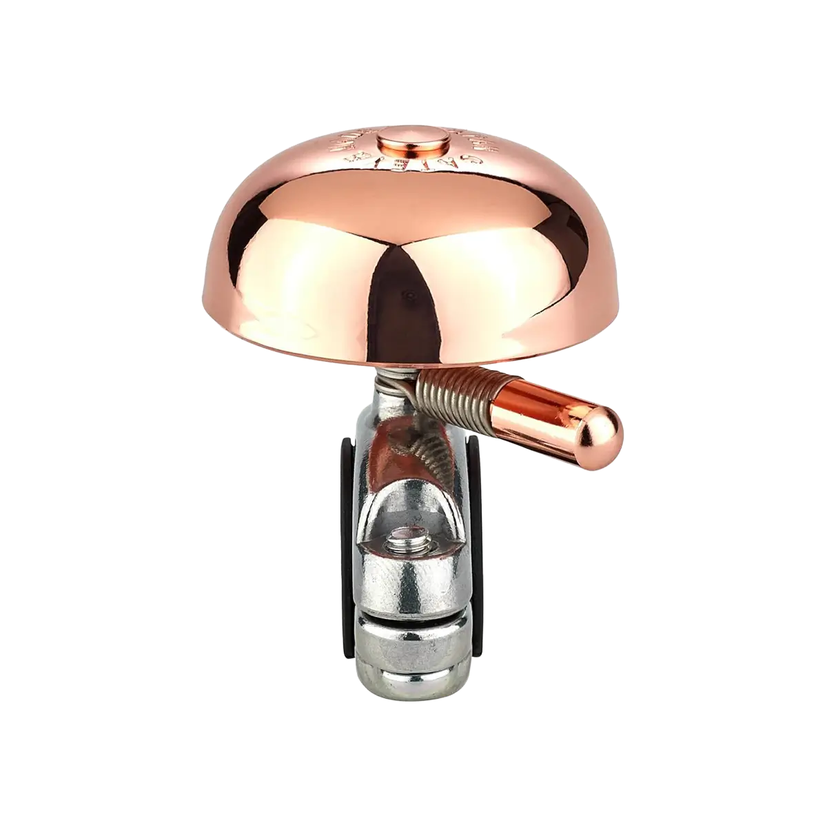 The CATEYE OH-2200 Yamabiko Bell features a shiny copper and brass bell with a metallic silver aluminum die-cast mount and lever, shown isolated on a white background.
