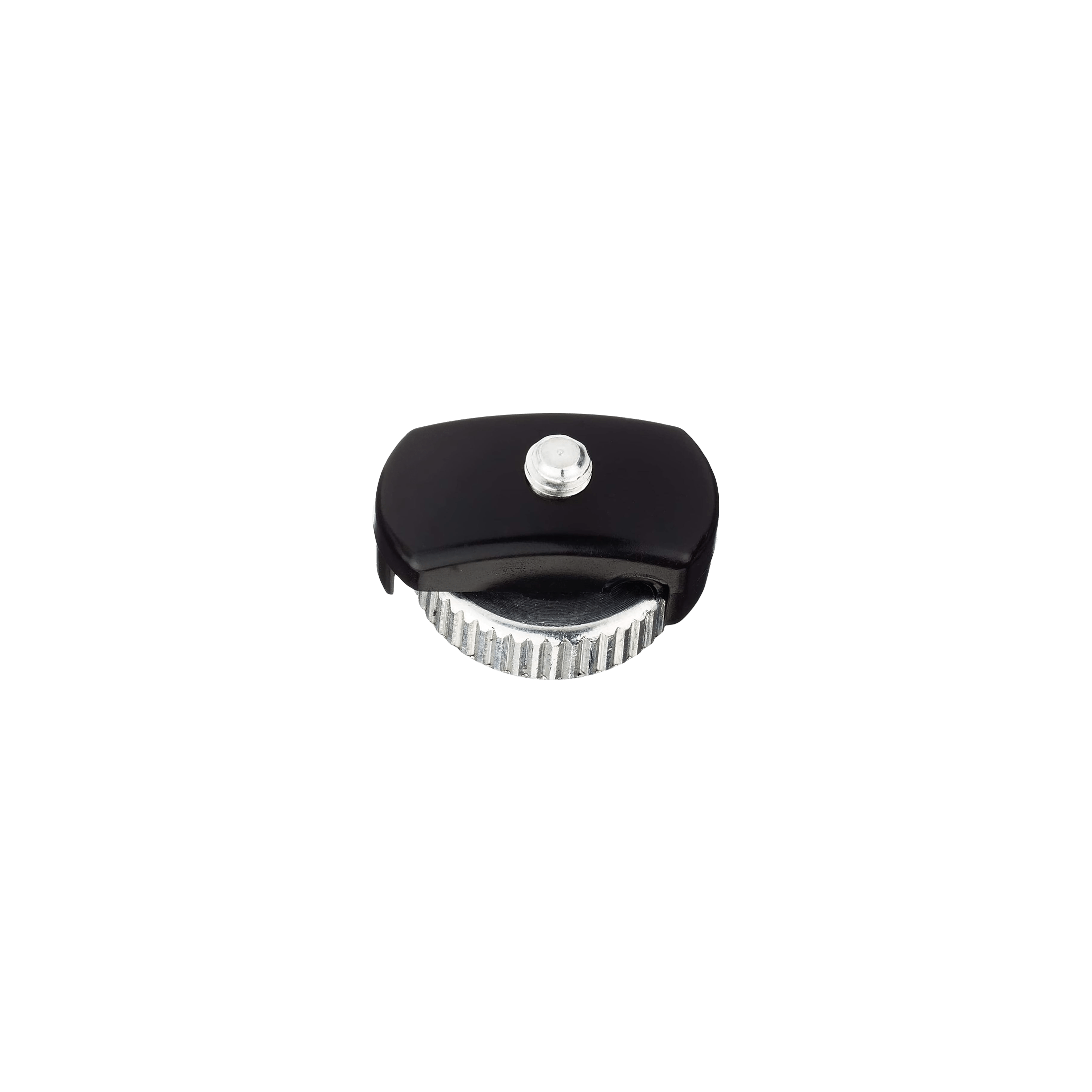The CATEYE Universal Wheel Magnet is a compact black and silver metal adapter with a knurled adjustment wheel for tool-free installation, shown isolated on a white background.