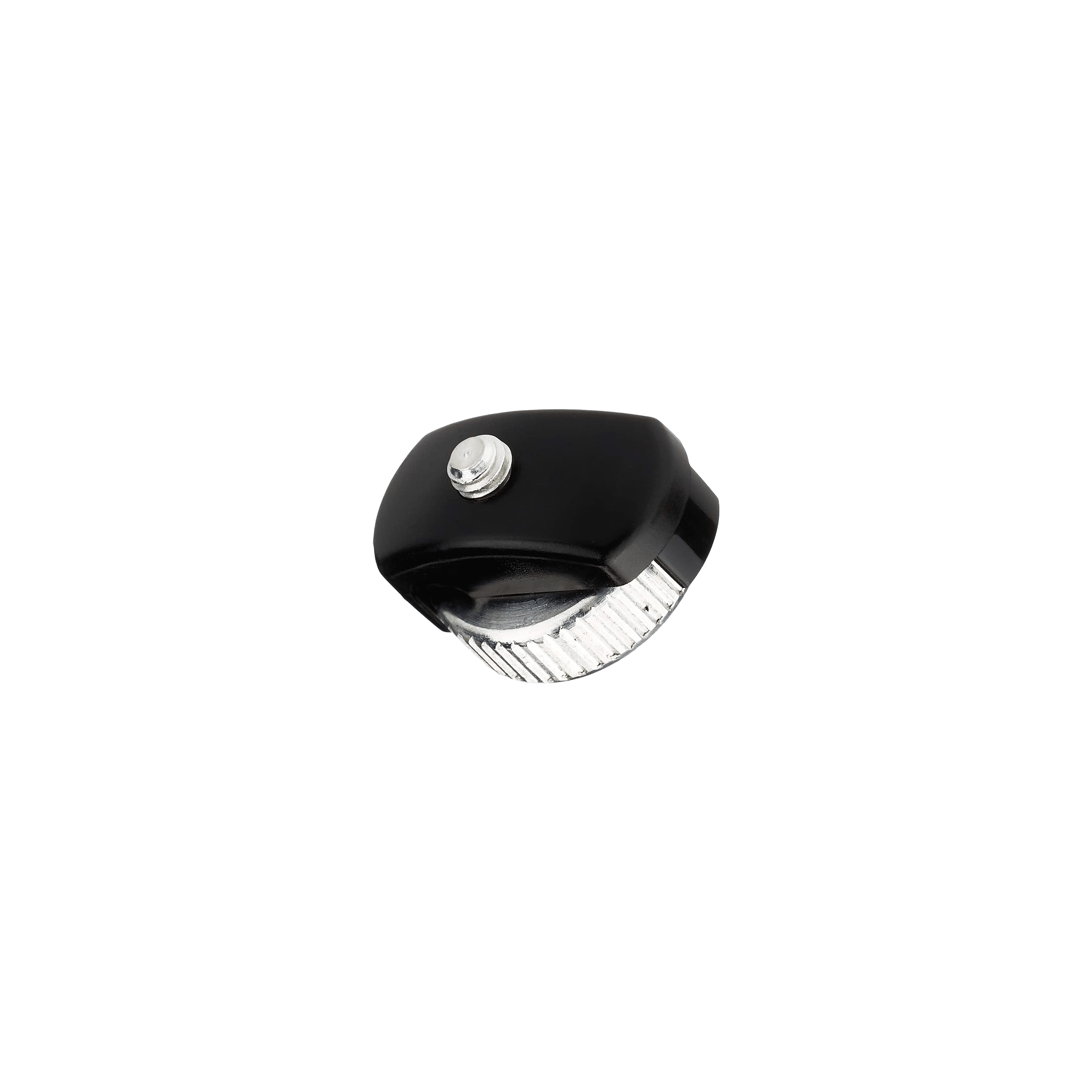 The CATEYE Universal Wheel Magnet is a compact, black, oval device with a silver knob and ridged clear bottom for magnet-based speed sensors. Tool-free to install and shown isolated on a white background.