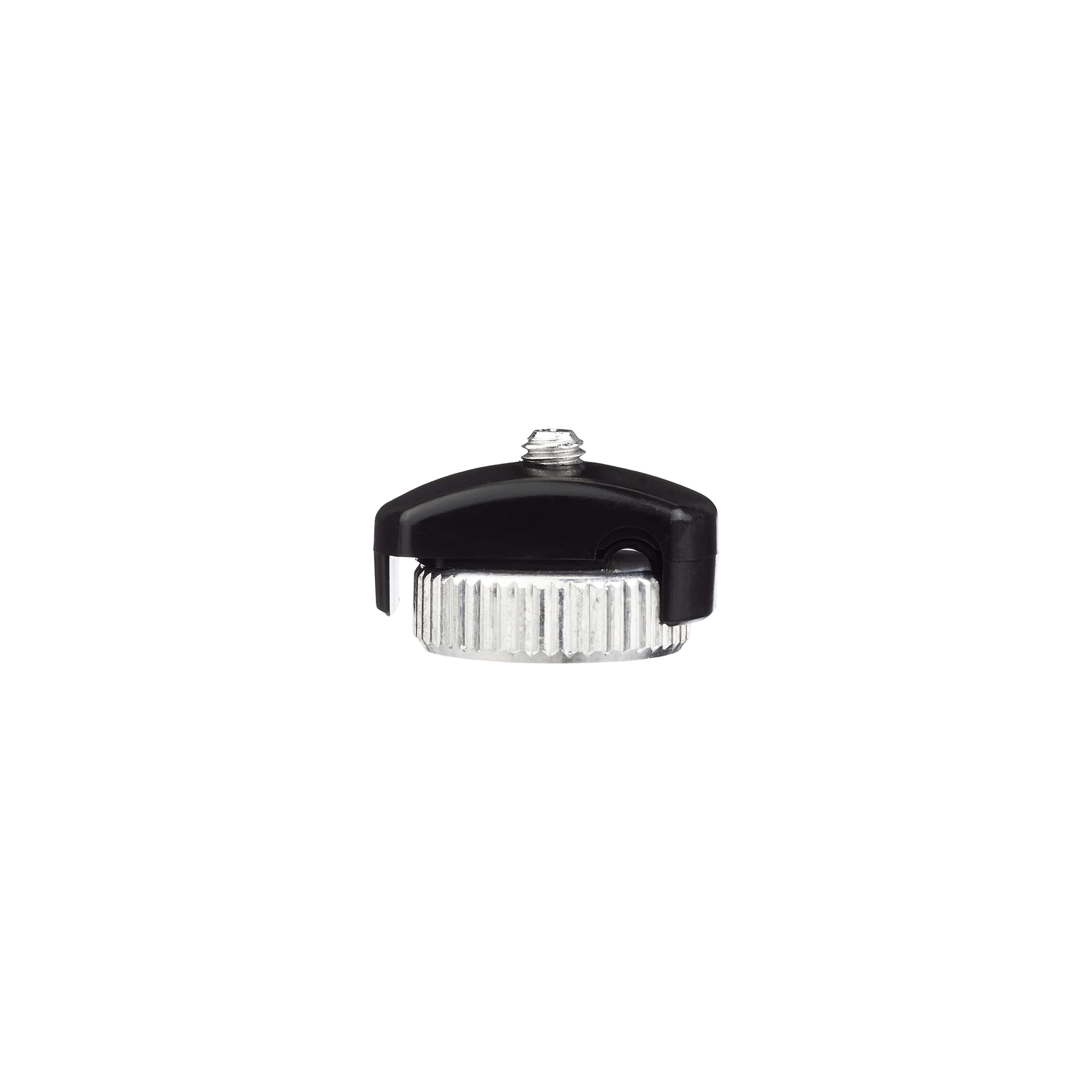 A compact black and silver metal knob with a textured grip and single top screw, ideal as a CATEYE Universal Wheel Magnet for magnet-based speed sensors, shown isolated on a white background.