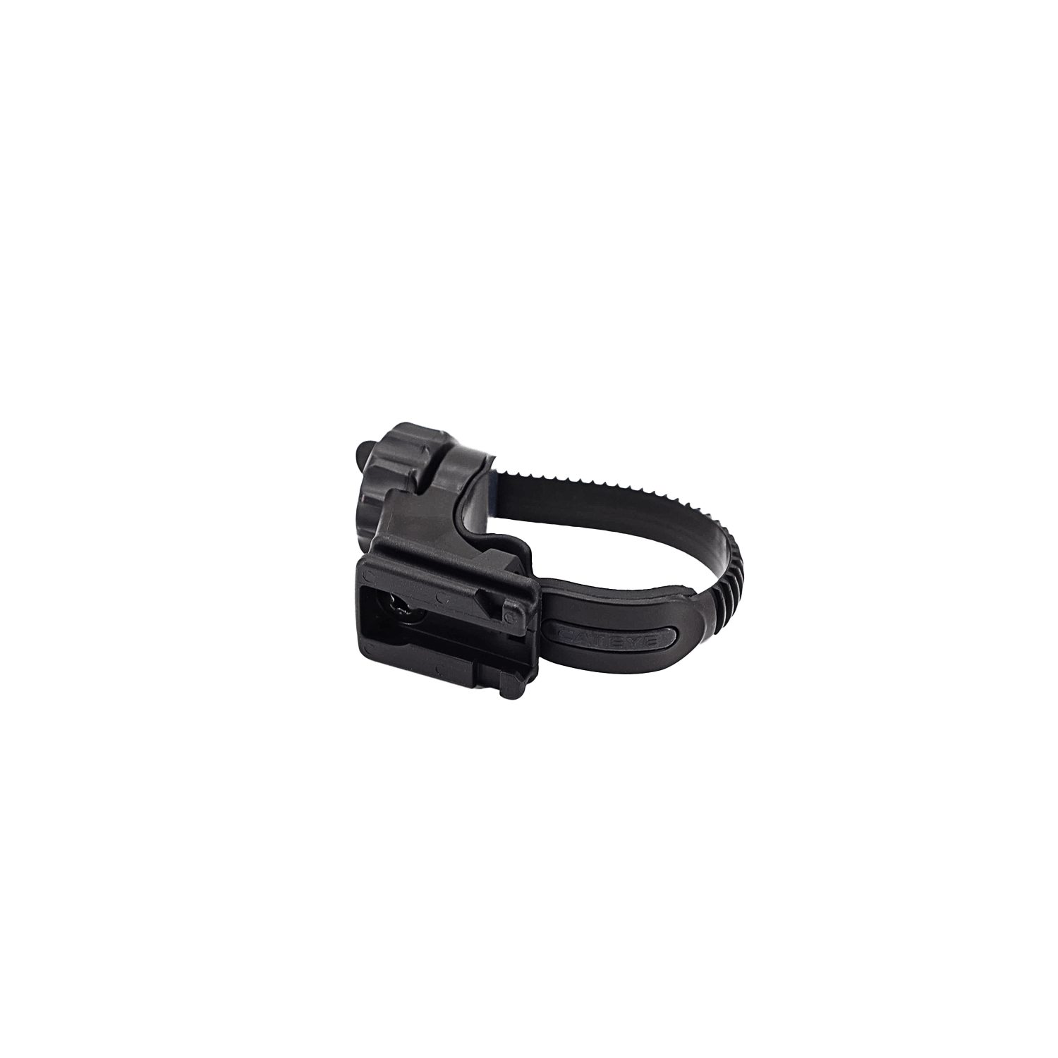 The CATEYE H-34N Flextight™ Bracket for Headlights is a black plastic adjustable strap with a locking buckle, designed to secure CatEye headlights to handlebars. It resembles a cable tie and is shown on a plain white background.