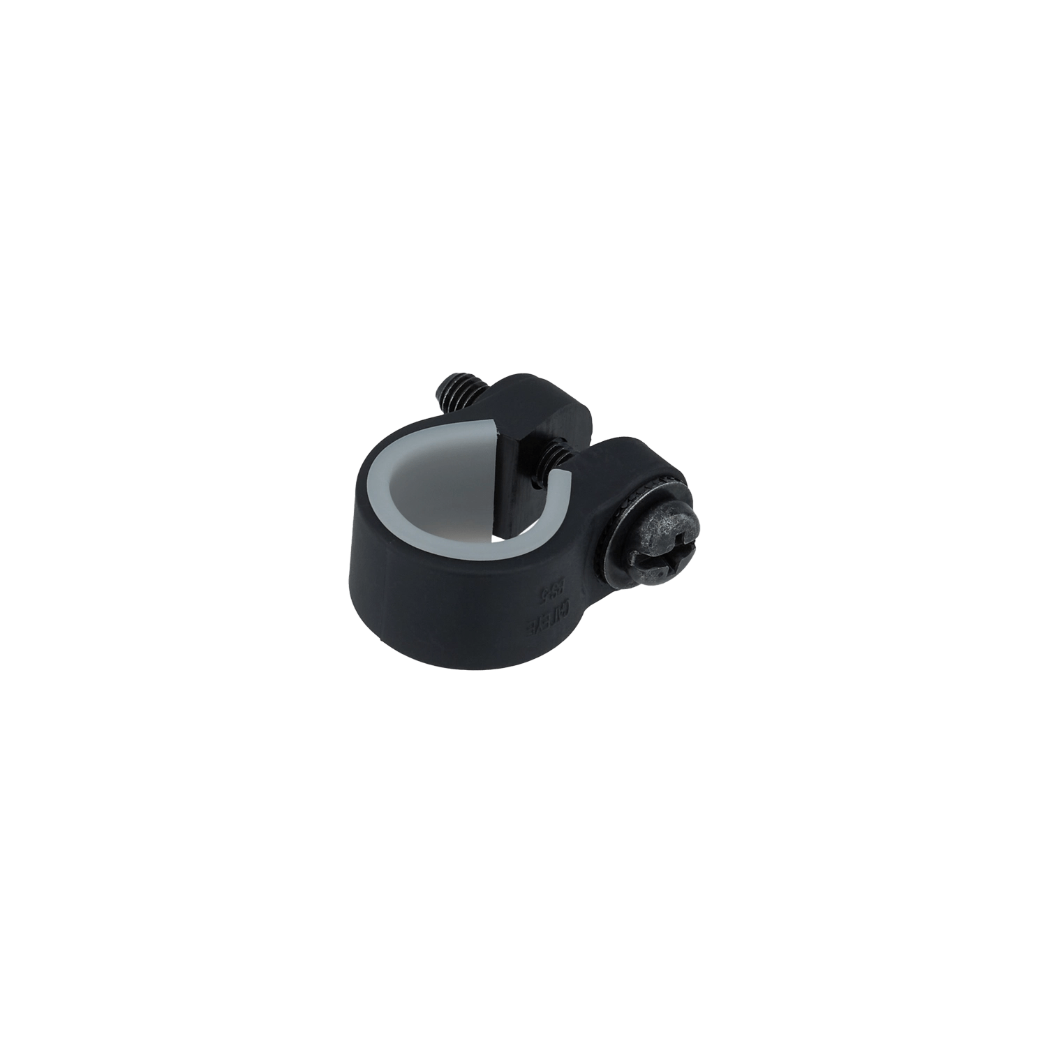 The CATEYE Safety Light & Reflector Clamps are sturdy black and white metal clamps with a tightening screw, designed for secure reflector installation, shown isolated on a transparent background.