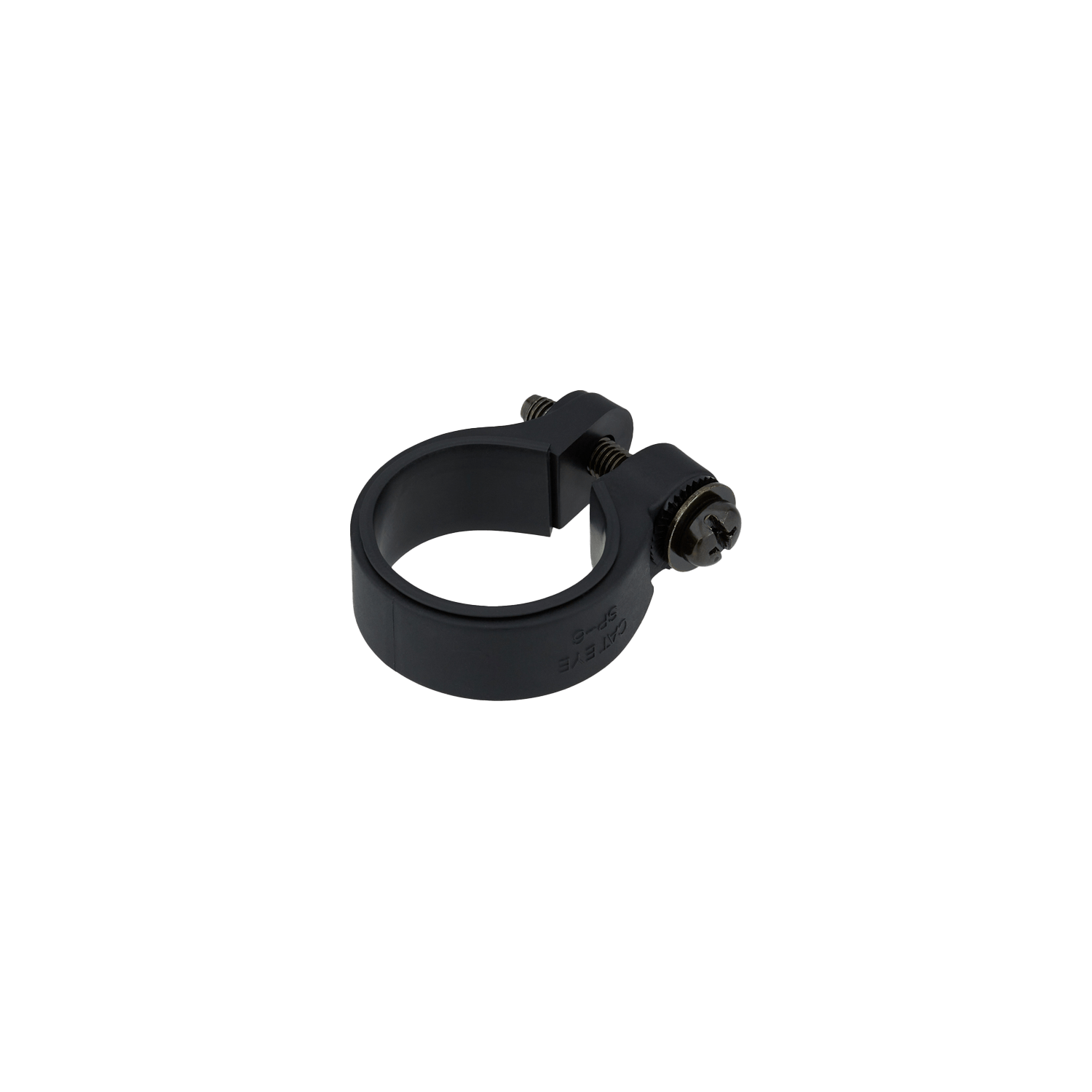 The CATEYE Safety Light & Reflector Clamp is a black circular clamp with a screw mechanism for secure attachment, shown against a transparent background.