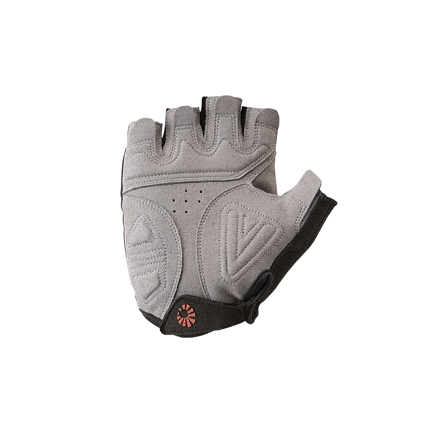 The CATEYE Classic Reflective Cycling Gloves (SF-Large) are gray, fingerless, and feature a synthetic leather palm with black edging and a small circular logo by the wrist, shown palm-side up on a plain green background.