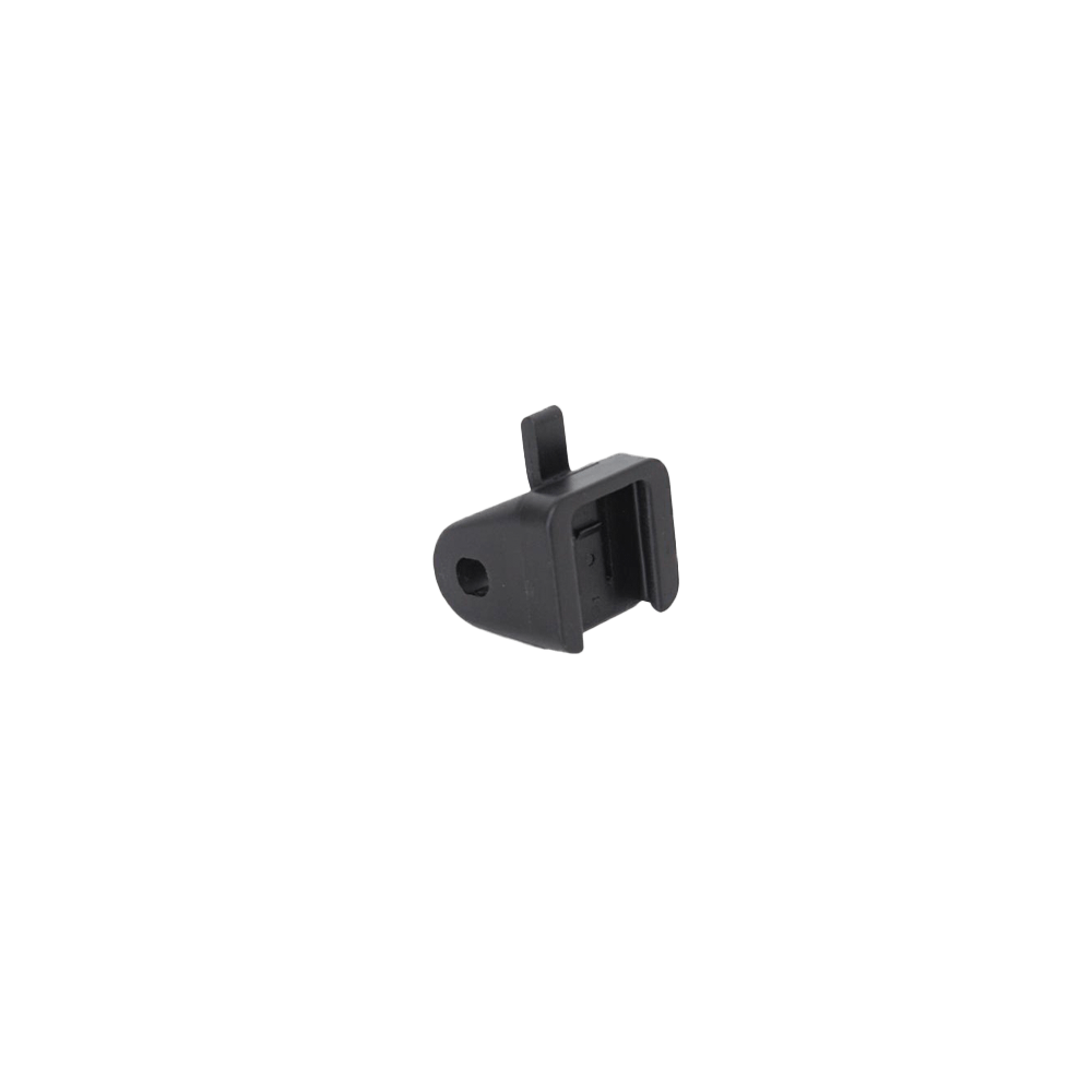 The CATEYE Tl-LD100/110/120 Bracket is a small, black plastic or metal universal tail light clamp with a flat base, vertical tab, and rectangular slot, designed for CatEye tail lights—ideal for safety and visibility.