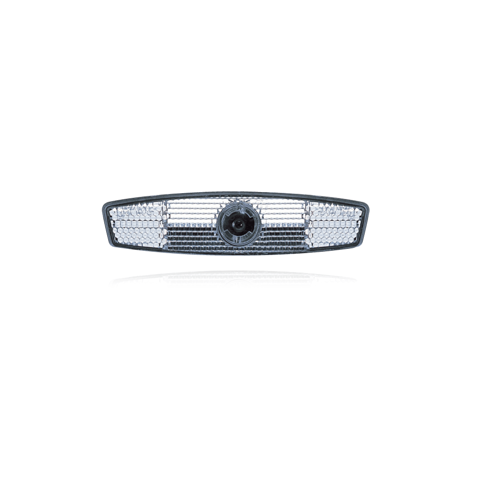The CATEYE RR-530-WUW Wheel Reflector features a central round white lens and a silver honeycomb design, shown isolated on a white background.