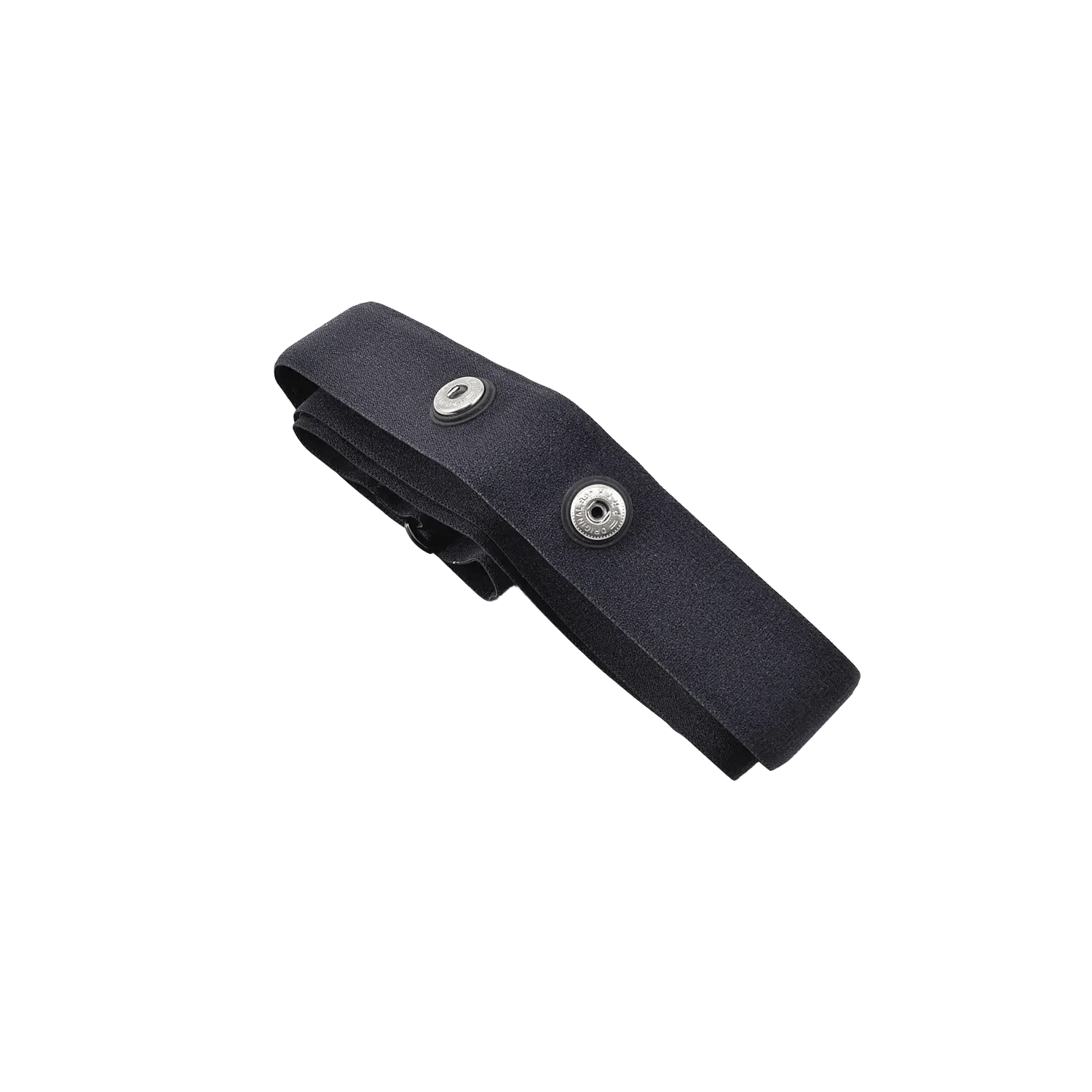 The CATEYE Heart Rate Sensor Strap, in black with two metal snap buttons, is coiled neatly against a solid green background.