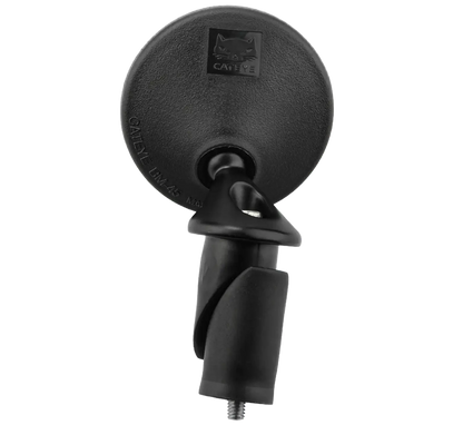 A CATEYE BM-45 Bar End Mirror with a black round reflective surface, adjustable arm, and mounting screw is shown against a plain white background.